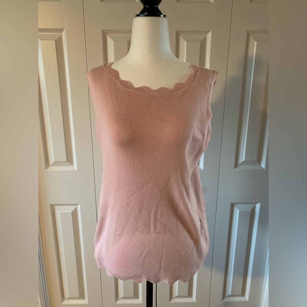 Pink Scalloped-edge Cami